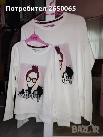 Комплект блузки за мама и дъщеря! С/М и 128см., снимка 2 - Блузи с дълъг ръкав и пуловери - 48449410