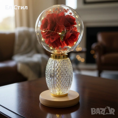 Декоративна лампа с червени рози и мека светлина – за топлина и хармония у дома, снимка 3 - Лед осветление - 53586597