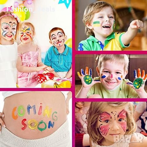 Нов Комплект 16 Цвята Грим за Лице + Флагове Футбол Карнавал Парти Деца Възрастни, снимка 6 - Други - 42697150