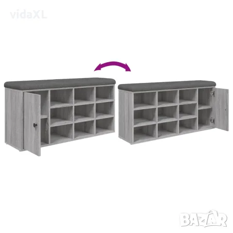 vidaXL Пейка за обувки, сив сонома, 102x32x50 см, инженерно дърво, снимка 9 - Маси - 56148112