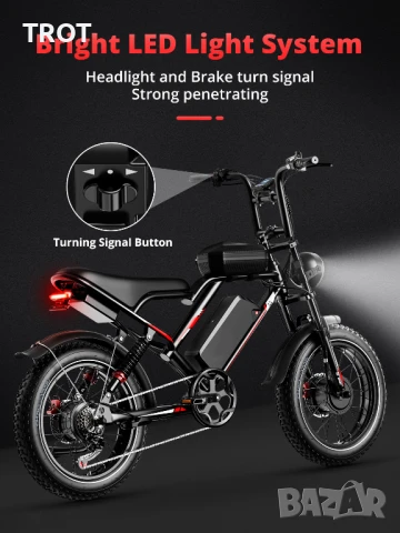 Мощен Електрически Велосипед 48V 25Ah 2000W, развиващ до 50 км/ч, снимка 3 - Велосипеди - 51271171