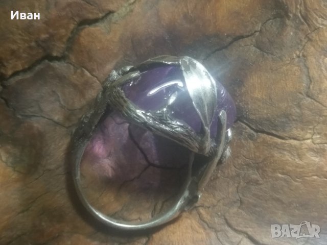 Сребърен пръстен с Аметрин и Смарагди, снимка 3 - Пръстени - 41407835