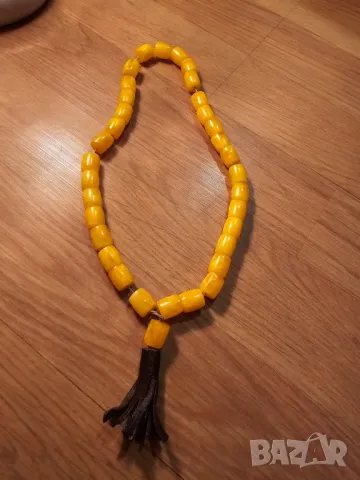 Старинна османска броеница с оранжеви зърна, молитвена броеница с  33 мъниста турска броеница, снимка 3 - Антикварни и старинни предмети - 47323512