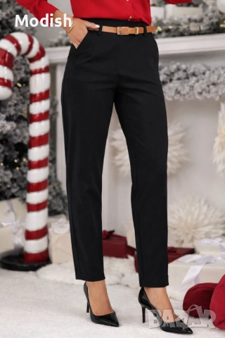 Еластичен дамски панталон с колан 9201