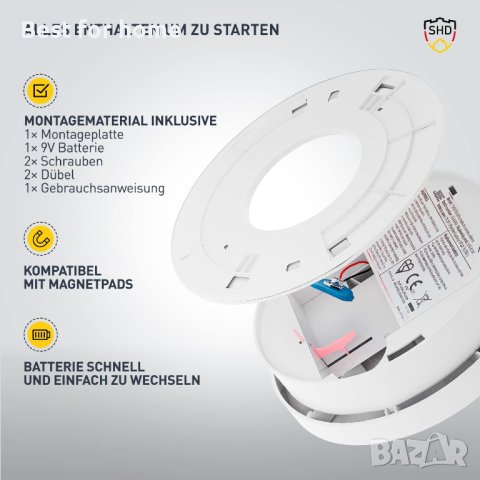 Детекторът за дим DOF19 от SHD на oneConcept/ 6 броя в комплект, снимка 5 - Други стоки за дома - 42740278