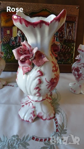 Комплект вази Bassano Italy с рози и цветен декор., снимка 5 - Вази - 50988749