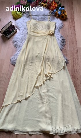 Жълта официална дълга рокля, снимка 1