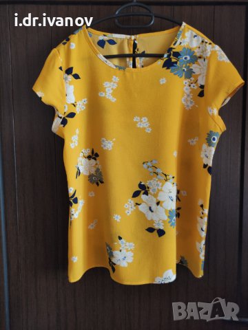 лятна жълта блузка на цветя 