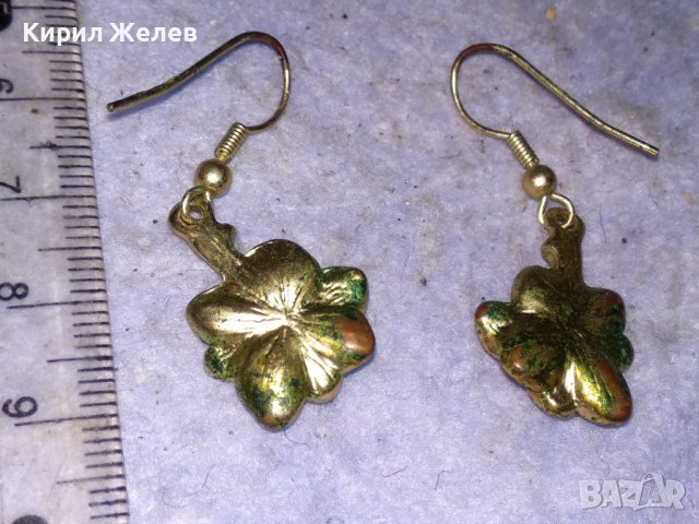 СТАРИ ПОЗЛАТЕНИ ФЛОРАЛНИ ВИНТИДЖ МЕДНИ ОБЕЦИ с КРИСТАЛЧЕТА 38480, снимка 8 - Обеци - 41483889