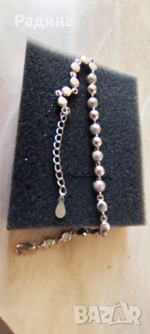 Сребърна ефектна гривна дължина 16+5 см удължение, снимка 4 - Гривни - 53653380