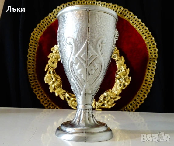 Калаен бокал,чаша за вино,роза,орнаменти Art Deco. , снимка 5 - Антикварни и старинни предмети - 53650285