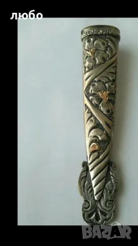 НОЖ  TANDIL-АРЖЕНТИНА 1945 г Сребърна Дръжка и Кания  0,925 и Златно Инкрустирани Елементи 18к , снимка 17 - Антикварни и старинни предмети - 48771687