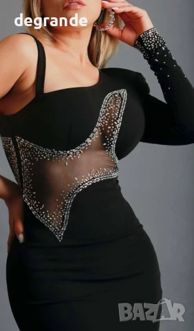 ПРОМОЦИЯ Черна мини рокля с ефектен дизайн