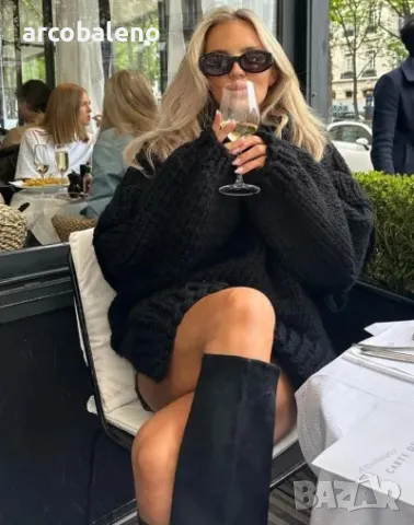 Нов дамски пухкав пуловер с висока яка и дълъг ръкав, 3цвята , снимка 3 - Блузи с дълъг ръкав и пуловери - 47469616