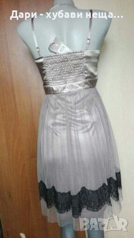 Нежна рокля в бежово и черно🍀❤S/M,M❤🍀арт.4099, снимка 2 - Рокли - 36300087