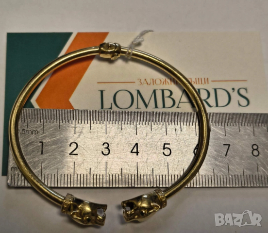 Дамска златна твърда гривна 9.55гр., снимка 2 - Гривни - 51628131