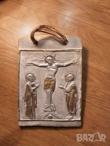 Старинна Икона на ИСУС ХРИСТОС  БОГОРОДИЦА И СВ.ЙОАН .