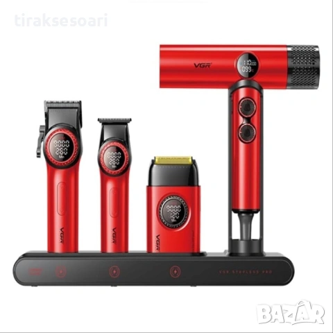 Професионален Берберски и бръснарски комплект 4 в 1 VGR PRO STARTER PACK, снимка 2 - Друго оборудване - 53289018