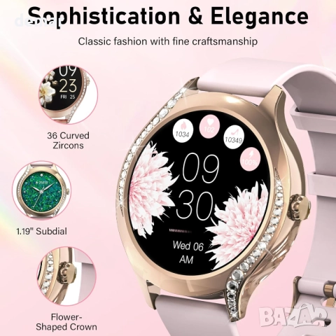 Brenth Смарт часовник за жени с функция за обаждане, IP68, iOS/Android, снимка 2 - Смарт часовници - 52414927