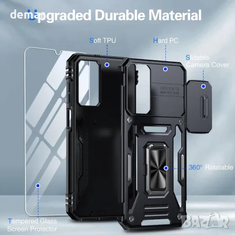 Калъф GOLDJU за Samsung Galaxy A15 5G с протектор за екрана, черен, снимка 2 - Калъфи, кейсове - 49128732