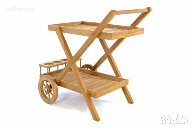  Количка за сервиране, дървена количка за сервиране, стилна количка за сервиране -28% Ново, снимка 2 - Други - 34142634