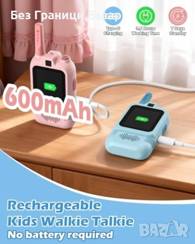 Ново Уоки-токи с видео за деца, 1900ft обхват, удароустойчиви, синьо/розово, снимка 7 - Образователни игри - 53696727