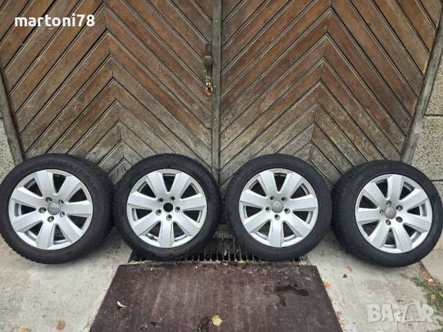 4бр. оригинални алуминиеви джанти 5х112 за Ауди А6, 16 цола със зимни гуми.