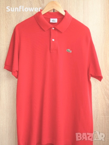 Оригинална червена памучна поло тениска Lacoste размер 5 - L  