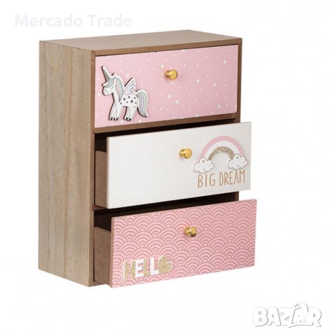 Декоративна кутия Mercado Trade, 3 чекмеджета, Дърво, Дъга, снимка 2 - Декорация за дома - 39952644