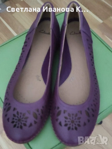 Нови лилави дамски балерини Clarks, снимка 2 - Пантофи - 53136021