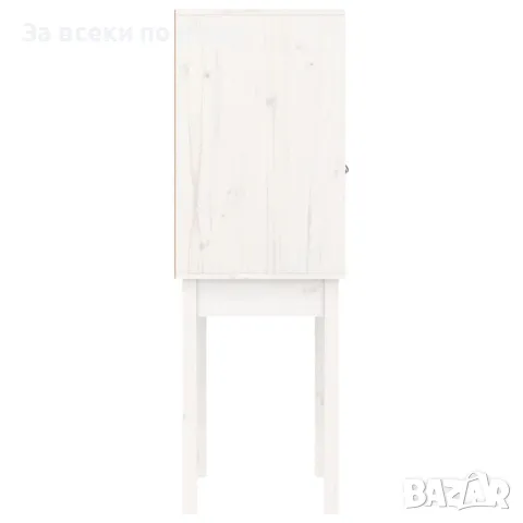 Висок шкаф, бял, 60x40x120 см, борово дърво масив, снимка 5 - Шкафове - 48748670