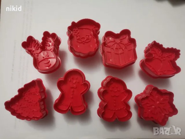 8 Коледни Човече снежинка елен дядо елха камбани пластмасови форми резци бутало сладки форма резец 