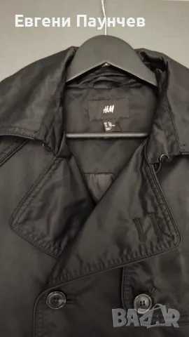 Мъжки Тренчкот шлифер H&M размер М черен цвят , снимка 2 - Якета - 50386845