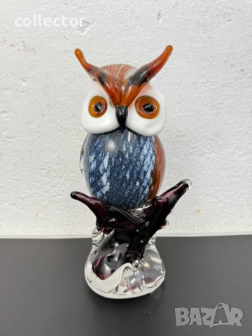 Стъклена фигурка на бухал в стил Мурано. №7645