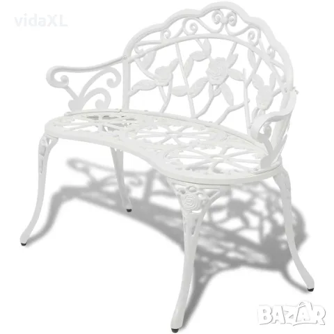 vidaXL Градинска пейка, 100 см, лят алуминий, бяла