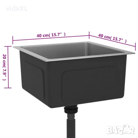 vidaXL Ръчно изработена кухненска мивка, черна, неръждаема стомана, снимка 9 - Мивки - 56147713