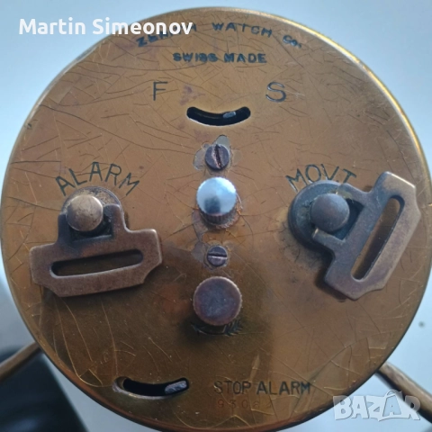 Швейцарски ретро БУДИЛНИК ЗЕНИТ/ ZENITH, снимка 5 - Антикварни и старинни предмети - 52382649