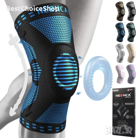 NEENCA коляно поддръжка компресионна наколенка патела гел подложки и стабилизатори – черен