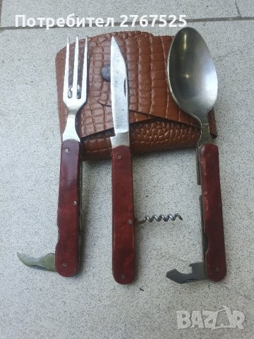 Много рядък стар руски туристически комлект нож вилица лъжица, снимка 4 - Колекции - 41891172