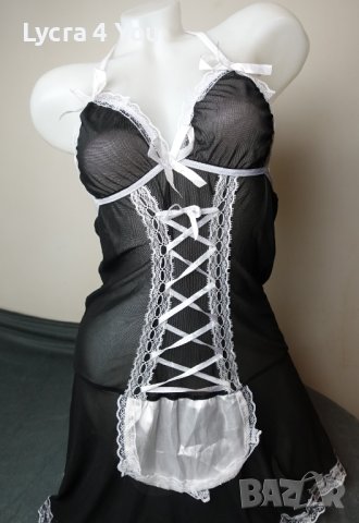 S/M секси костюм за ролеви игри - домашна прислужница/камериерка, снимка 4 - Бельо - 42146505