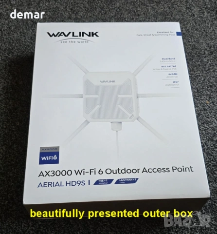WAVLINK AX3000 Външен WiFi 6 рутър/АР, 6x7dBi антени, IP67, снимка 10 - Рутери - 53811378