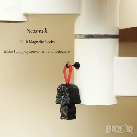 Черни магнитни куки,комплект от 10 броя, снимка 5 - Други стоки за дома - 53734764