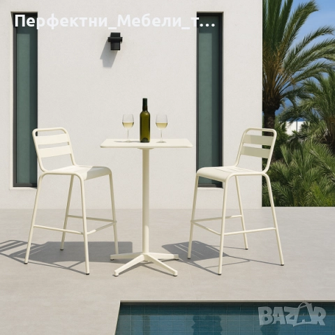 Бар маса метал с 2 височини-72 и 102см.-маслено зелен,бежев,капучино,черен цвят, снимка 2 - Градински мебели, декорация  - 51890064