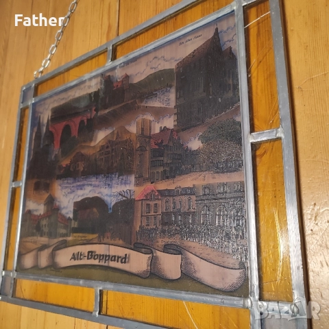 Стъклена картина с калаен обков/витраж, снимка 3 - Декорация за дома - 51483944