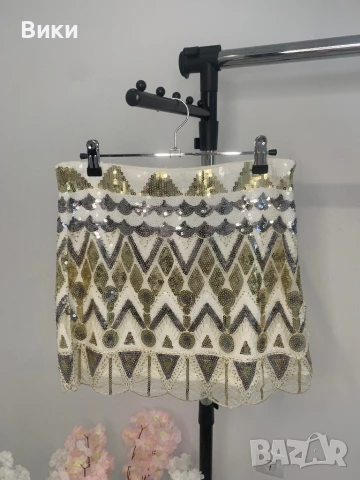 Пола с паети и маниста универсален размер , снимка 6 - Поли - 50739077