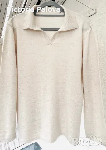 Блуза с якичка стил OLD MONEY светъл беж