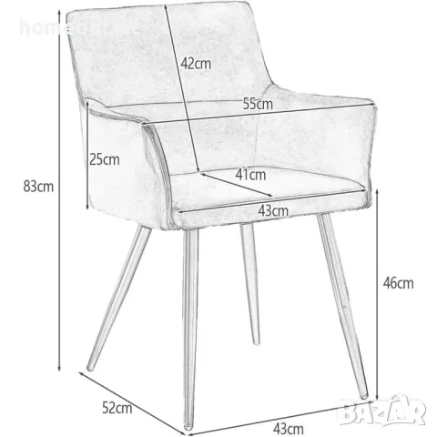Комплект кадифени трапезни столове тип кресло – 2бр. - C-U-DC-B0324GY, снимка 7 - Столове - 49115073