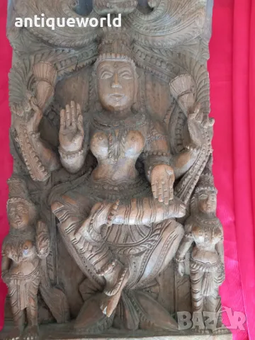 Стара Азиатска Дърворезба, Пано ,Будизъм, Богиня,Буда, снимка 5 - Антикварни и старинни предмети - 49219406