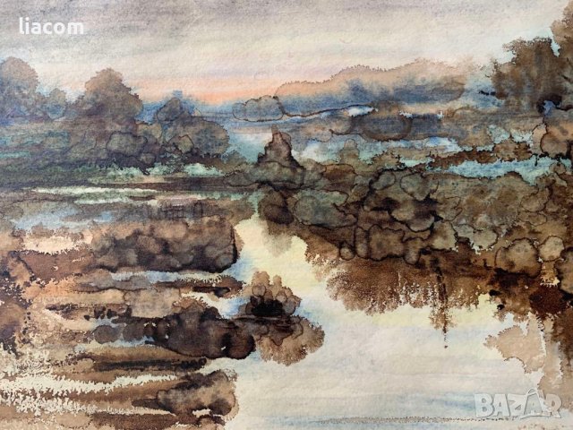 НИКОЛА ПИЛЧЕВ (1923–1999) акварел/пейзж, снимка 6 - Картини - 40009148