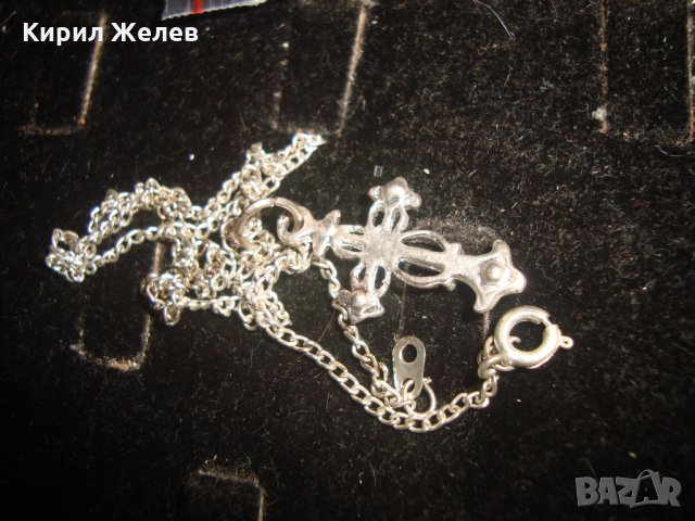 ПОСРЕБРЕНО КРЪСТЧЕ с ВЕРИЖКА и ФАСЕТИРАНИ КРИСТАЛИ 20338, снимка 3 - Колиета, медальони, синджири - 33789512